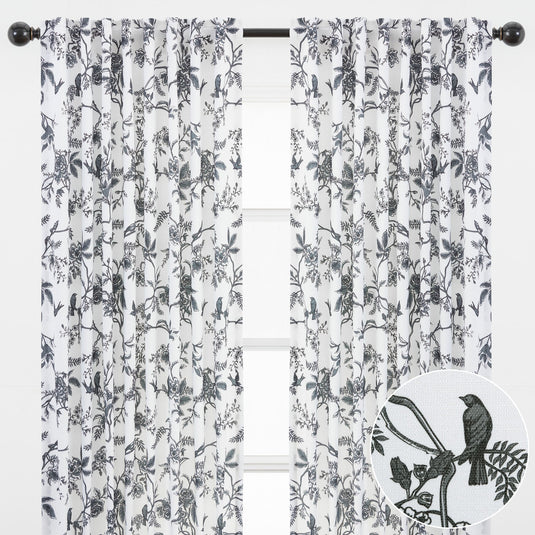 Faux Linen Toile Room Darkening Curtains Collective Chanasya