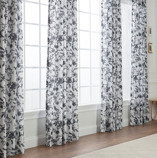 Faux Linen Toile Room Darkening Curtains Collective Chanasya