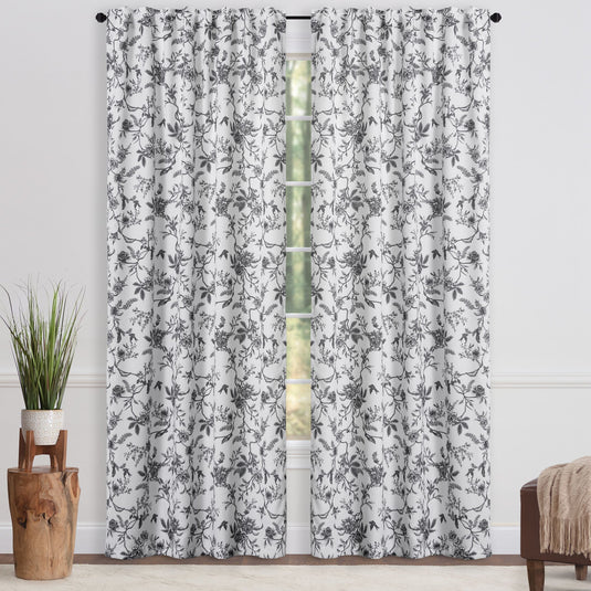 Faux Linen Toile Room Darkening Curtains Collective Chanasya