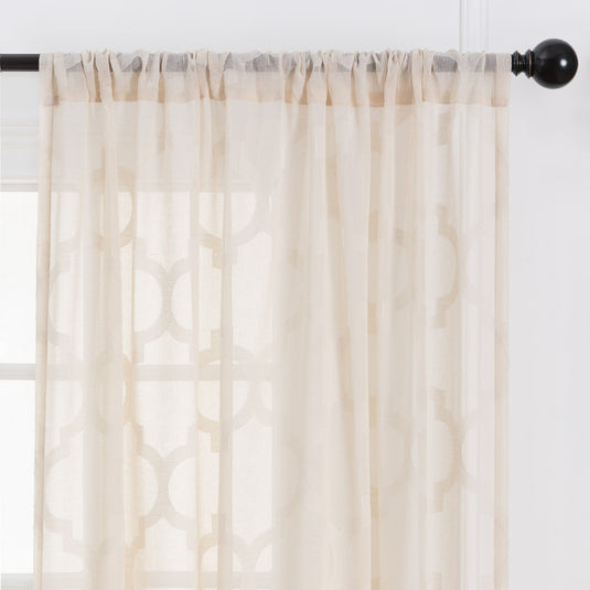 Quatrefoil Voile Sheer Rod Pocket Curtains Collective Chanasya