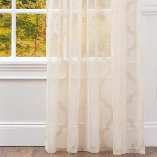 Quatrefoil Voile Sheer Rod Pocket Curtains Collective Chanasya