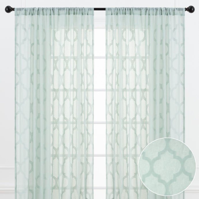 Quatrefoil Voile Sheer Rod Pocket Curtains Collective Chanasya