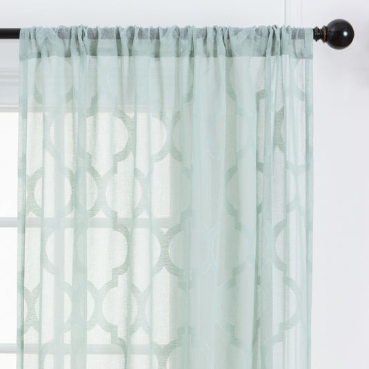 Quatrefoil Voile Sheer Rod Pocket Curtains Collective Chanasya