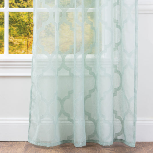 Quatrefoil Voile Sheer Rod Pocket Curtains Collective Chanasya