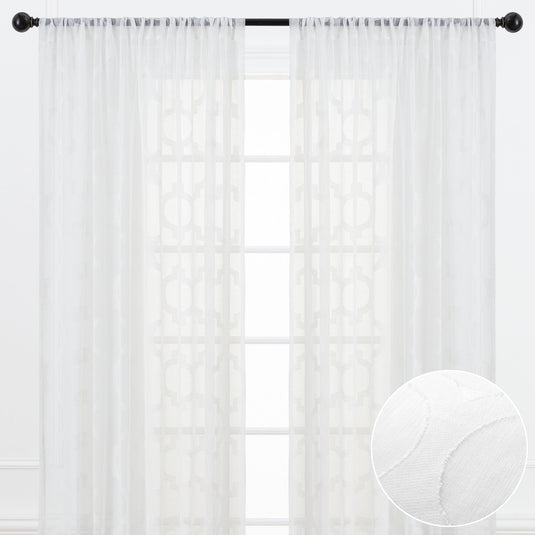 Quatrefoil Voile Sheer Rod Pocket Curtains Collective Chanasya