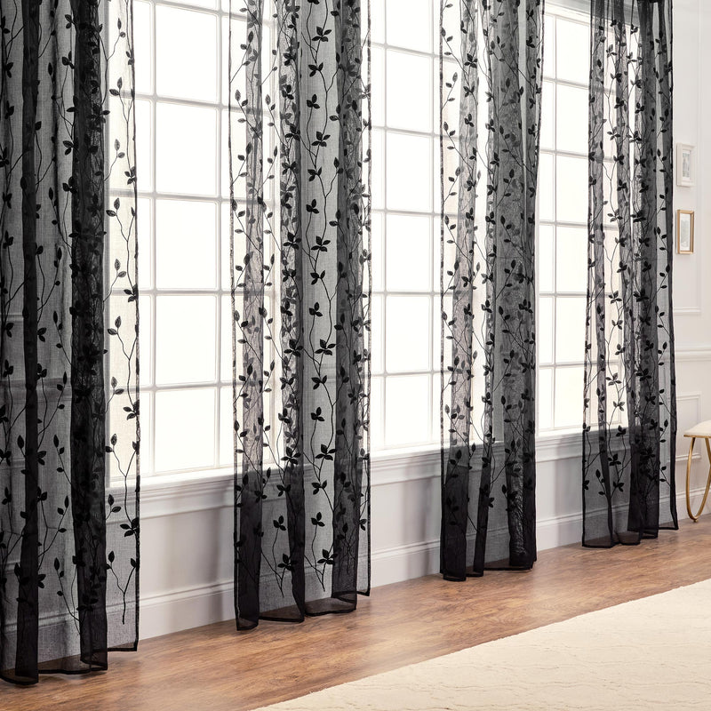 Load image into Gallery viewer, Embroidered Vine Sheer Rod Pocket Curtains Shop Chanasya
