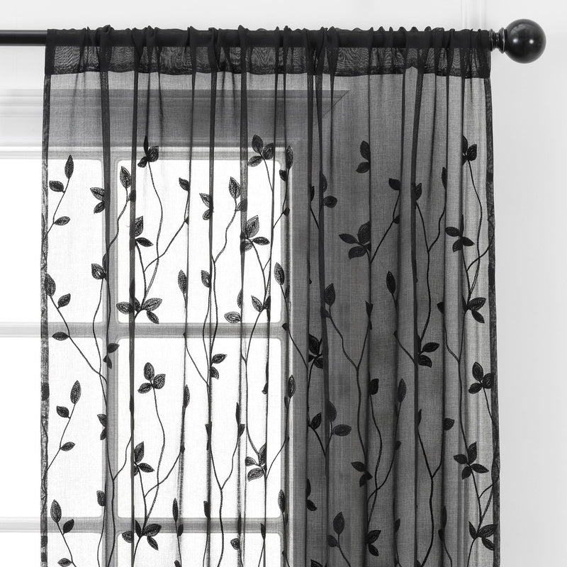 Load image into Gallery viewer, Embroidered Vine Sheer Rod Pocket Curtains Shop Chanasya
