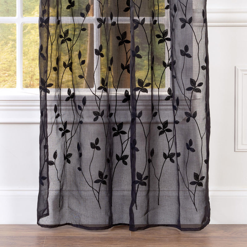 Load image into Gallery viewer, Embroidered Vine Sheer Rod Pocket Curtains Shop Chanasya
