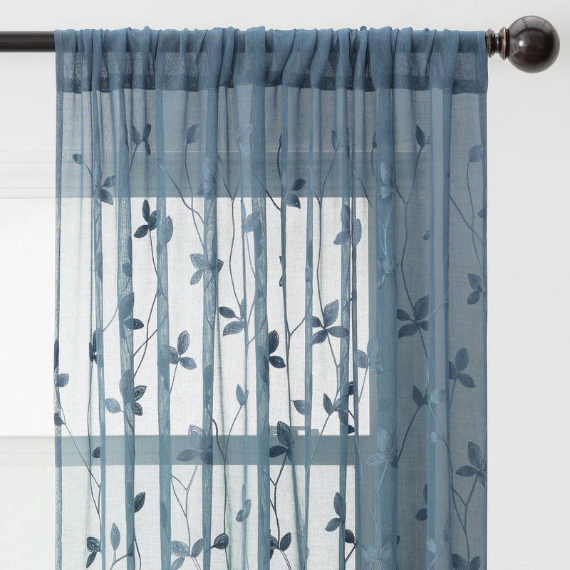 Load image into Gallery viewer, Embroidered Vine Sheer Rod Pocket Curtains Shop Chanasya
