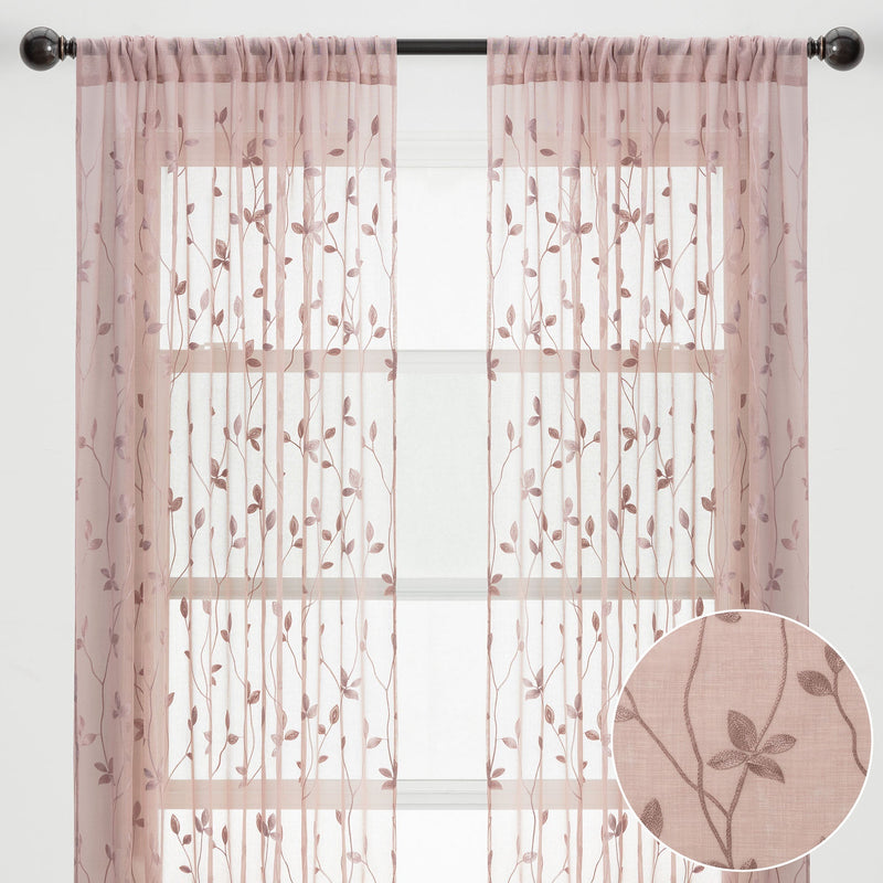 Load image into Gallery viewer, Embroidered Vine Sheer Rod Pocket Curtains Shop Chanasya
