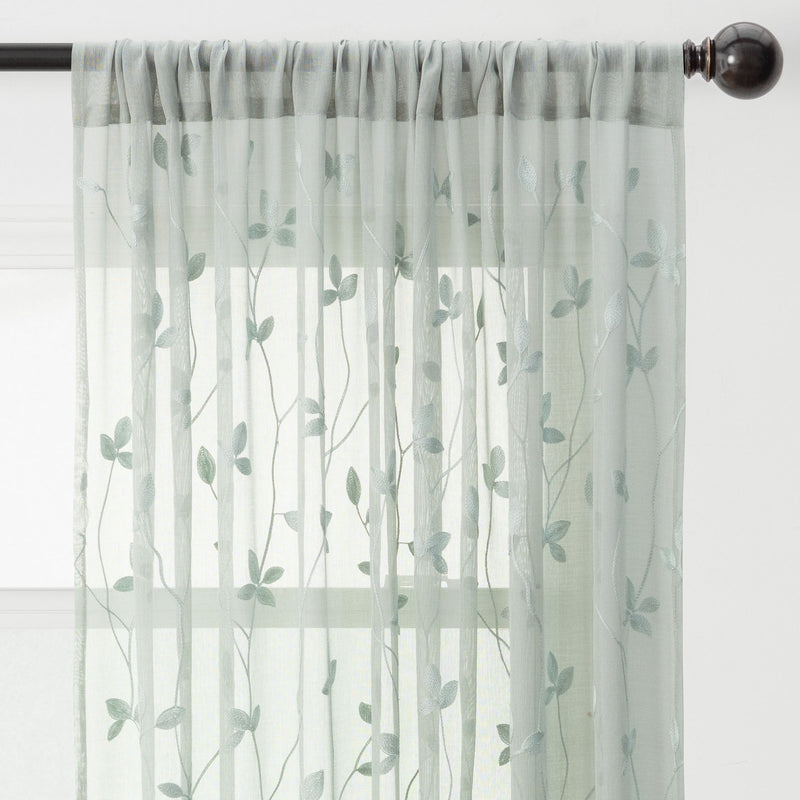 Load image into Gallery viewer, Embroidered Vine Sheer Rod Pocket Curtains Shop Chanasya
