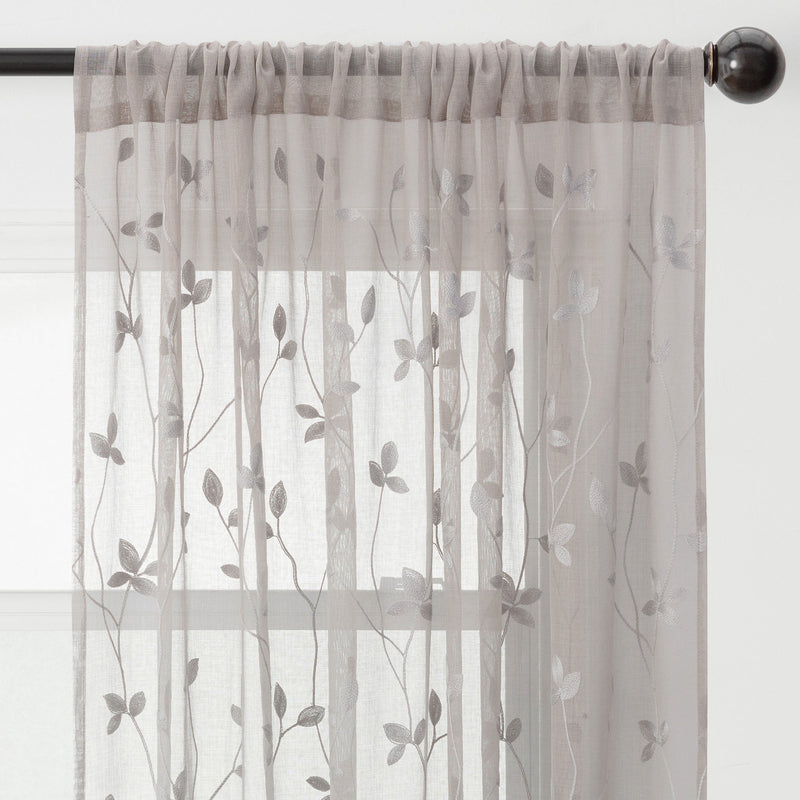 Load image into Gallery viewer, Embroidered Vine Sheer Rod Pocket Curtains Shop Chanasya
