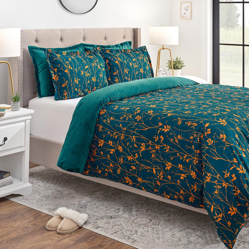 Load image into Gallery viewer, 5-Piece Bramble Reversible Velvet Duvet Cover Set Collective Chanasya
