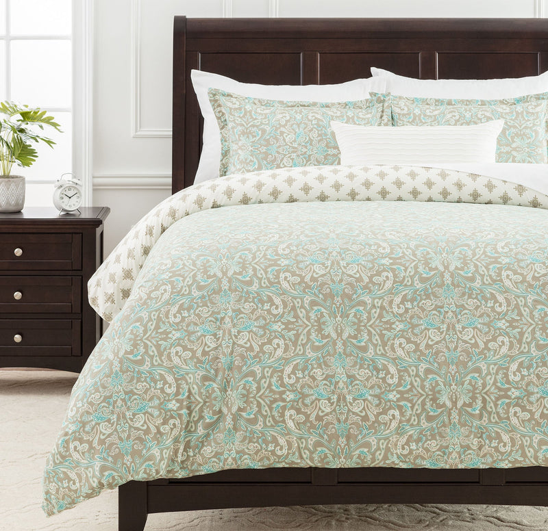 Load image into Gallery viewer, Damask Sage Duvet Cover Set Collective Chanasya
