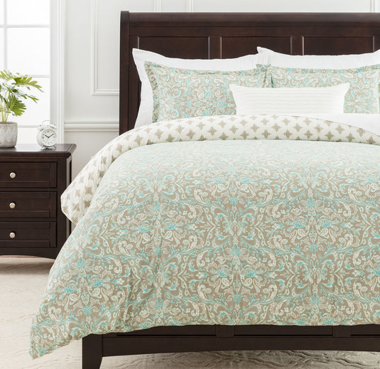 Damask Sage Duvet Cover Set Collective Chanasya