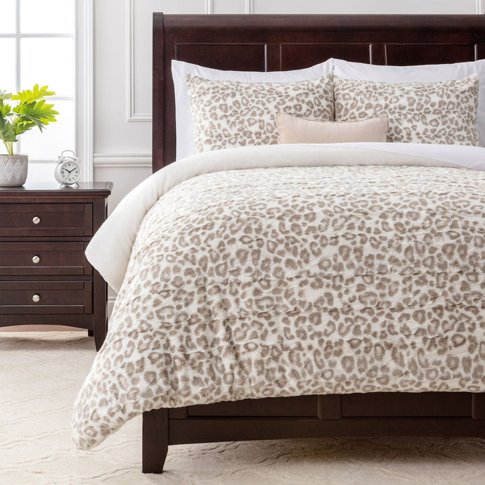 Leopard Faux Fur Duvet Cover Set Collective Chanasya