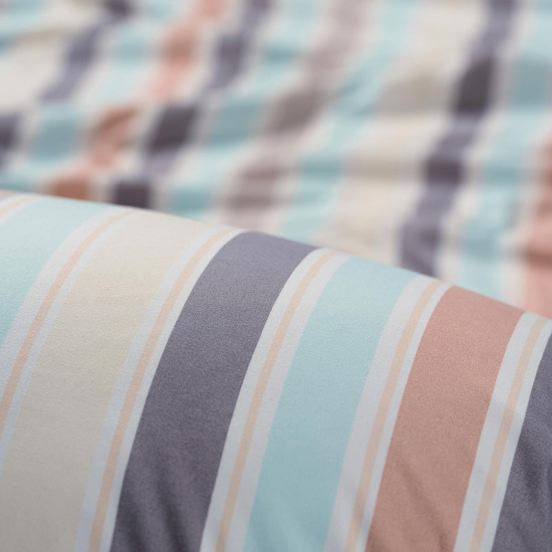 Load image into Gallery viewer, 5-Piece Pastel Stripe Reversible Velvet Duvet Cover Set Collection Chanasya
