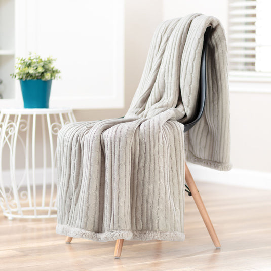 Cable Knit Throw Blanket Gift Chanasya