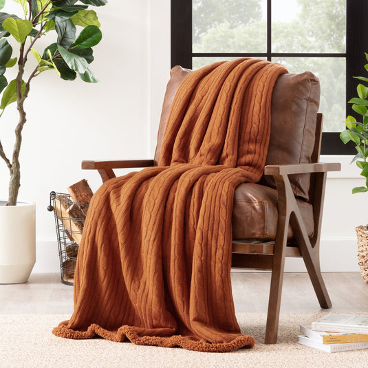 Cable Knit Throw Blanket Gift Chanasya