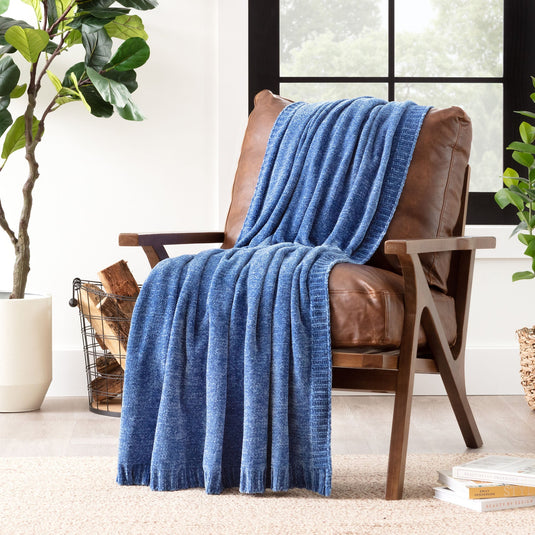 Chenille Luxe Border Throw Blanket Collective Chanasya