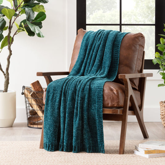 Chenille Luxe Border Throw Blanket Collective Chanasya