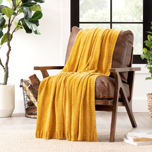 Chenille Luxe Border Throw Blanket Collective Chanasya