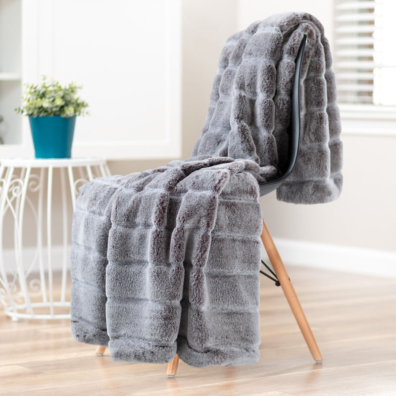 Load image into Gallery viewer, Emboss Stripe Faux Fur Throw Blanket Collective Chanasya
