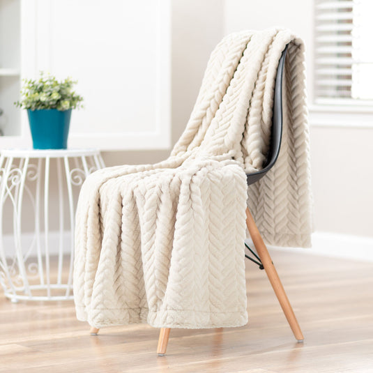 Embossed Faux Fur Throw Blanket Gift Chanasya