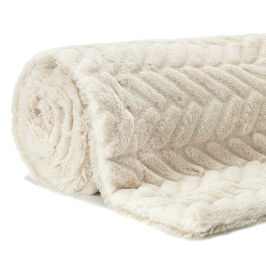 Embossed Faux Fur Throw Blanket Gift Chanasya