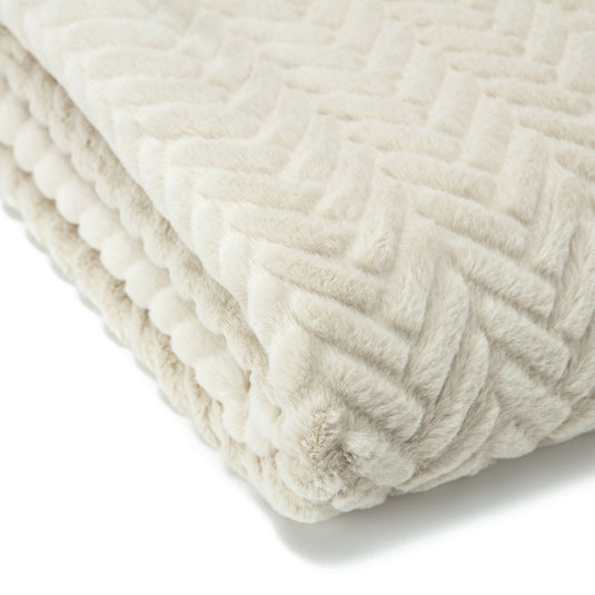 Embossed Faux Fur Throw Blanket Gift Chanasya