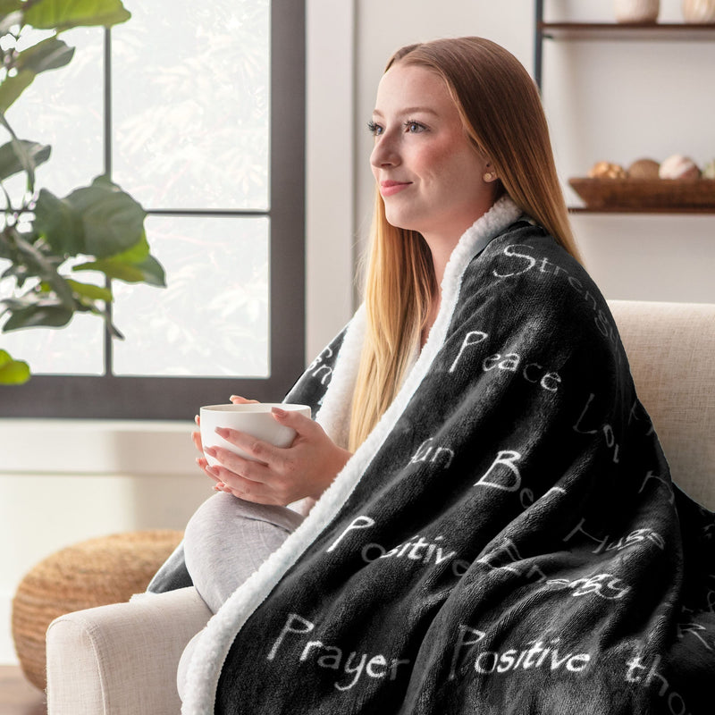 Load image into Gallery viewer, Gift Faux Fur Comfort Words Throw Blanket Collective Chanasya
