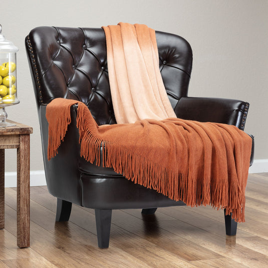 Ombre Fringe Throw Blanket Gift Chanasya