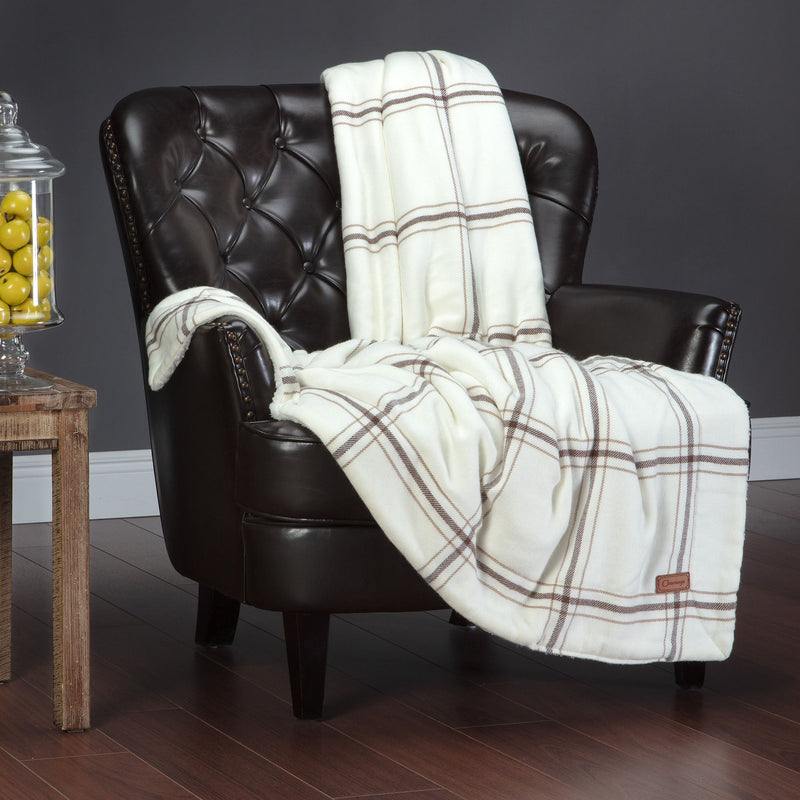 Load image into Gallery viewer, Plaid Sherpa Throw Blanket Collective Chanasya
