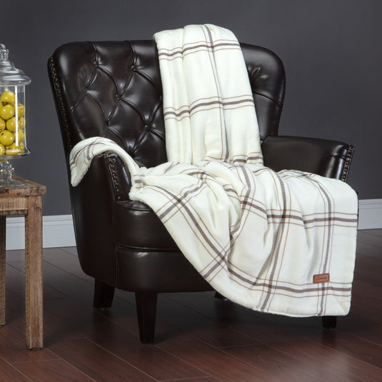 Plaid Sherpa Throw Blanket Collective Chanasya