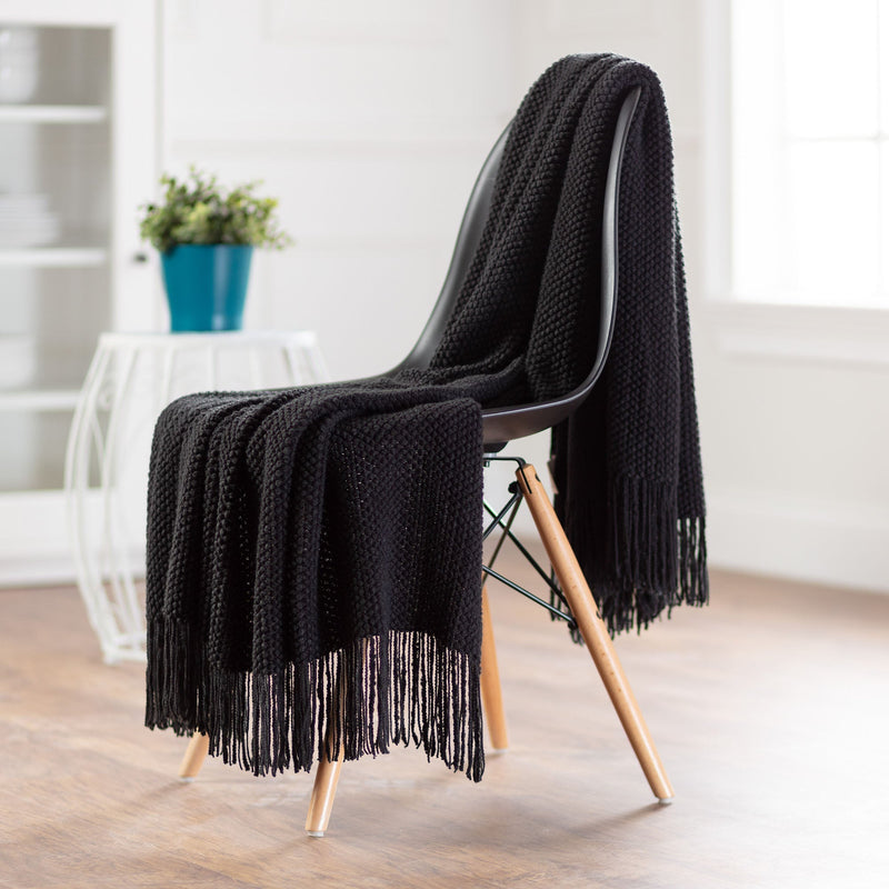 Load image into Gallery viewer, Roundpearl Knit Tassel Throw Blanket Gift Chanasya
