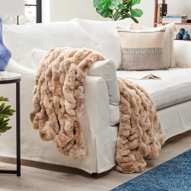 Load image into Gallery viewer, Ruched Faux Fur Throw Blanket Collective Chanasya
