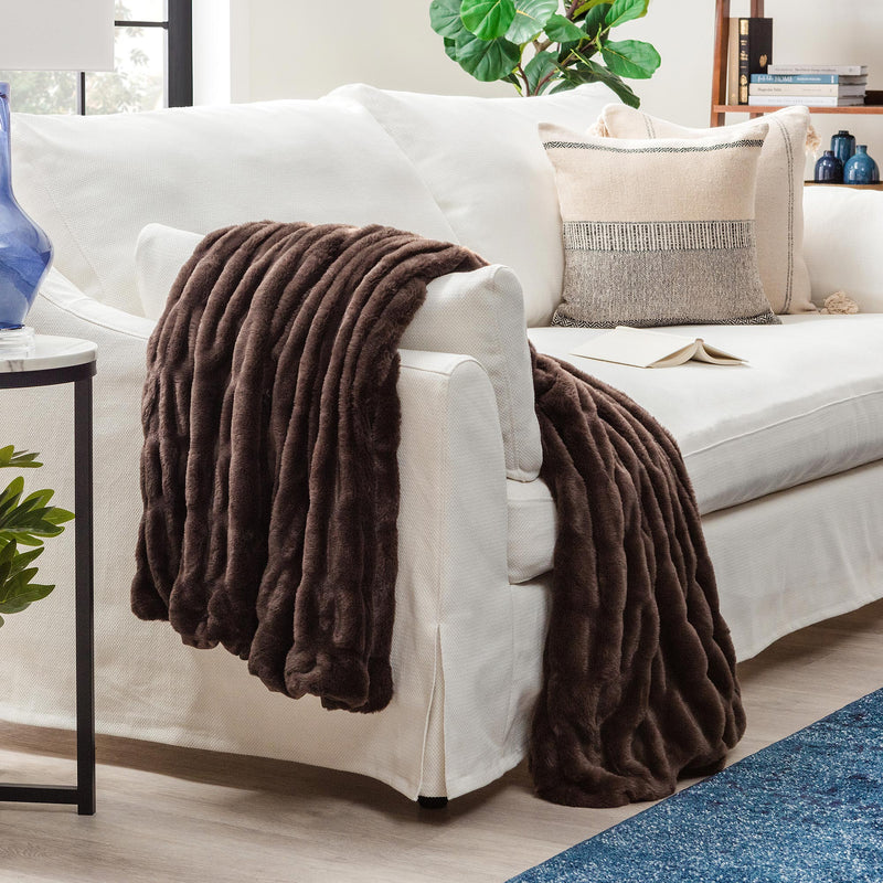 Load image into Gallery viewer, Ruched Faux Fur Throw Blanket
