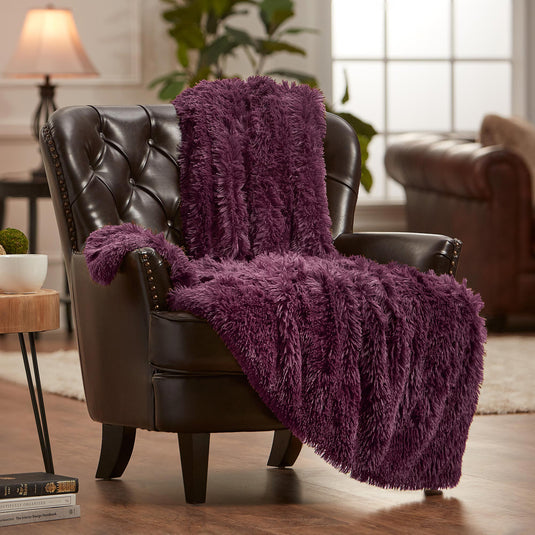 Solid Faux Long Fur Throw Blanket Collective Chanasya