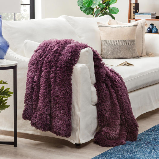 Solid Faux Long Fur Throw Blanket Collective Chanasya