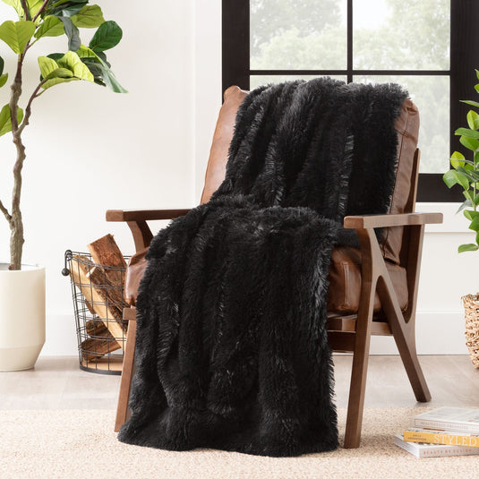 Solid Faux Long Fur Throw Blanket Collective Chanasya