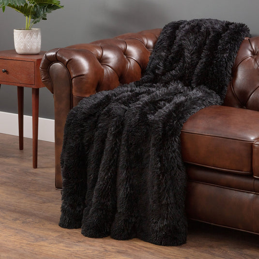 Solid Faux Long Fur Throw Blanket Collective Chanasya