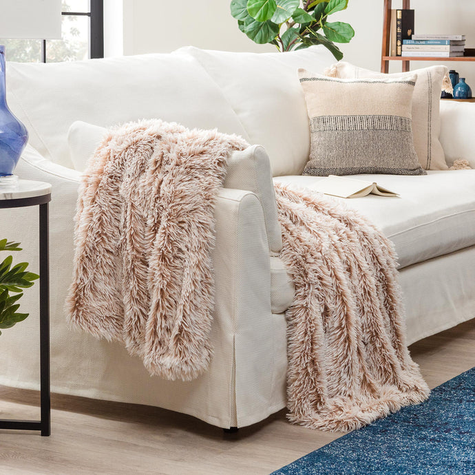 Longfur Ombre Faux Fur Throw Blanket Gift Chanasya