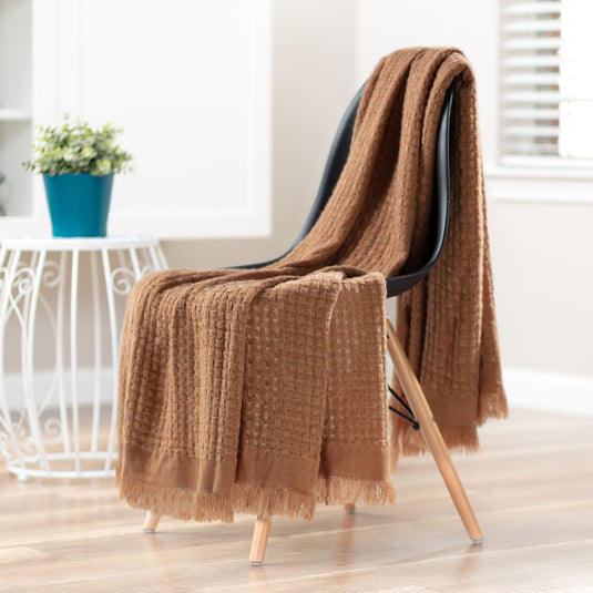 Waffle Fringe Throw Blanket Collective Chanasya