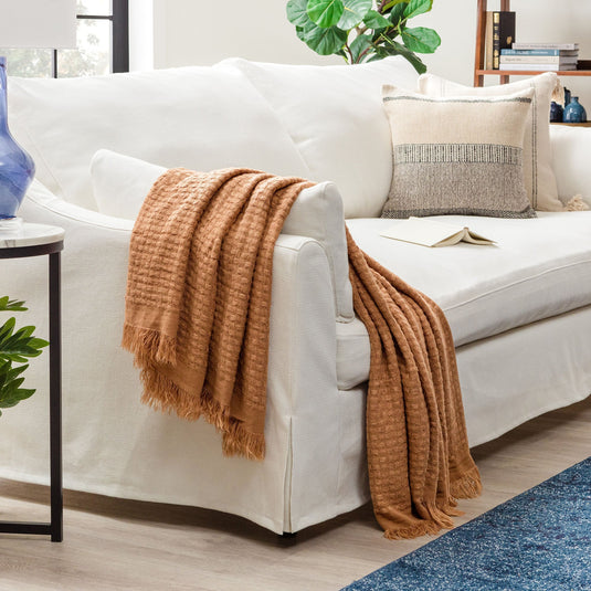 Waffle Fringe Throw Blanket Collective Chanasya