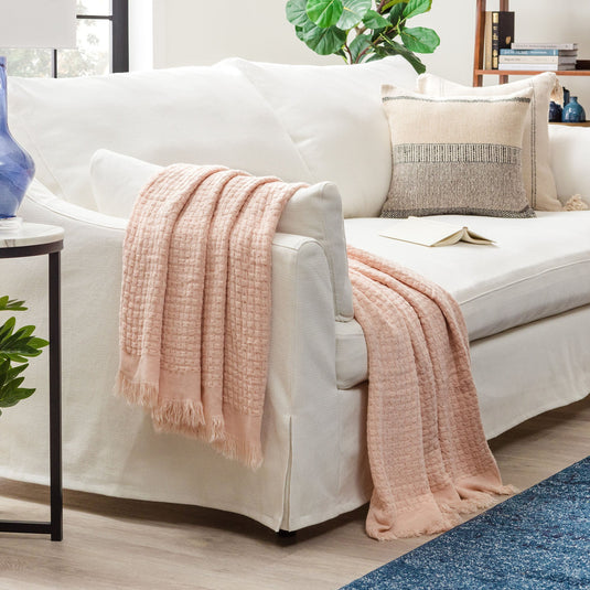 Waffle Fringe Throw Blanket Collective Chanasya