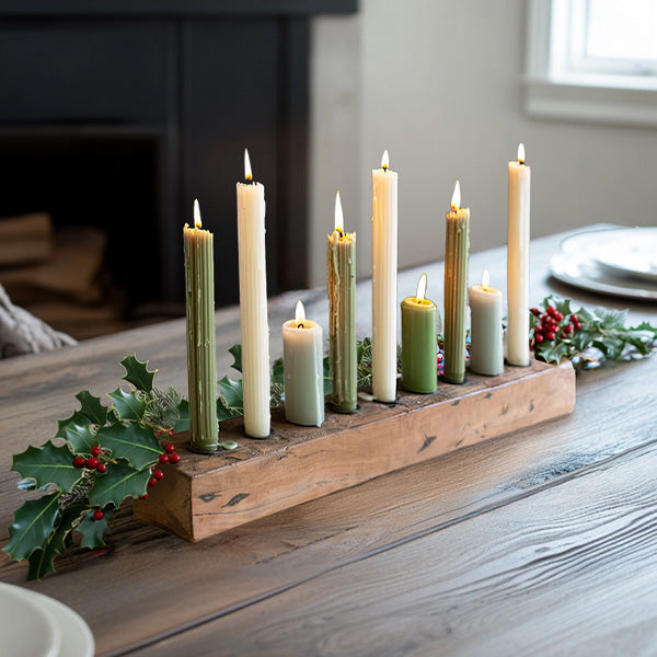 Recycled Wood Nine Taper Candle Holder Whats trending KAL