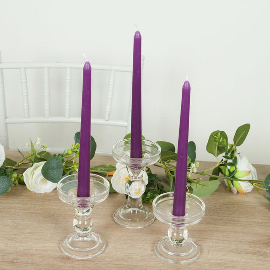 12-Pack Taper Candles Premium Wax Design Purple - Unscented Candles for Upscale Settings 10" Decorations HIER_8400