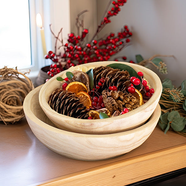 Hand Carved Chunky Wooden Bowls, Set of 2 Whats trending KAL