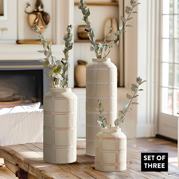 Cream Decorative Ceramic Vase, Set of 3 Whats trending SAF