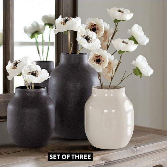 Charcoal and Beige Ceramic Vases, Set of 3 Whats trending SAF